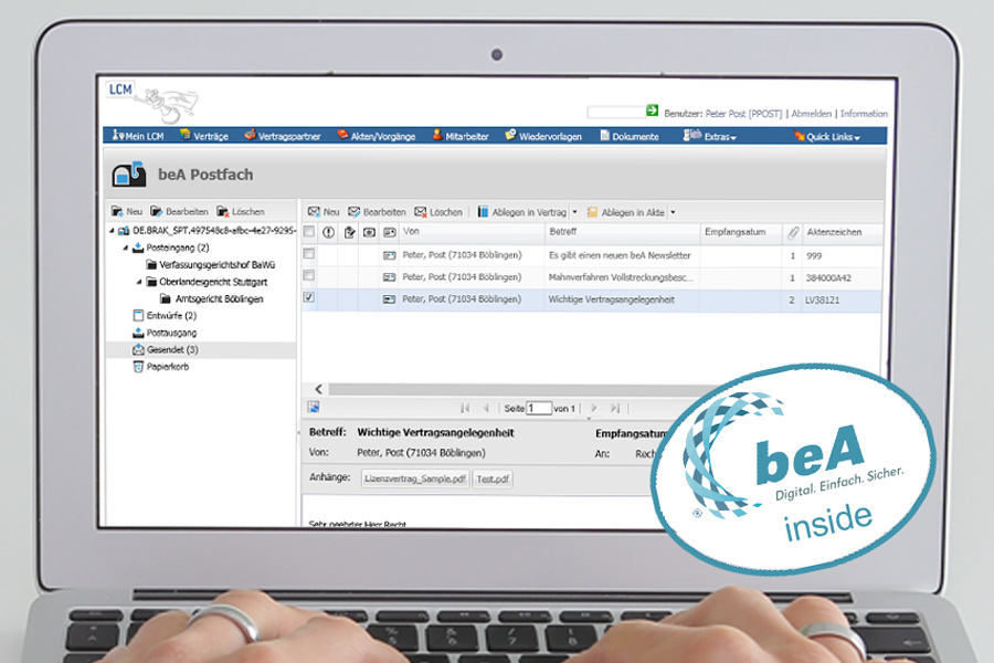 beA: Nahtlose Integration des besonderen elektronischen Anwaltspostfachs in LCM