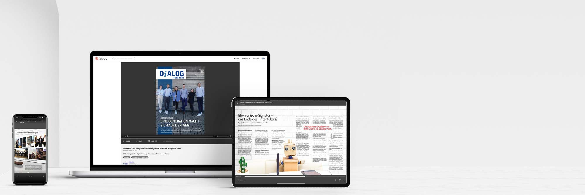 DiALOG Magazin 2022 auf verschiedenen mobilen Endgeräten DiALOG Magazin 2022 auf verschiedenen mobilen Endgeräten